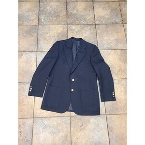 Vintage Burberrys Sport Coat Blazer Mens 40R Blue Super 100s Wool Metal Buttons